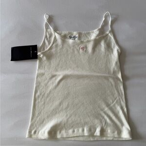 Brandy Melville TAGS ON Cream Tank Top with Embroidered Detail